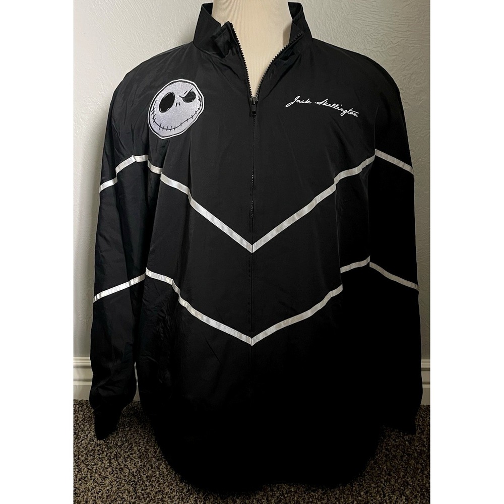 Disney Jack Skellington Rain Jacket Adult Sz 2XL Black Full Zip Reflective NWT!
